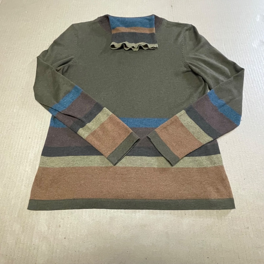 Peruvian Connection Sweater Womens Small Green Turtleneck Pima Cotton Casual